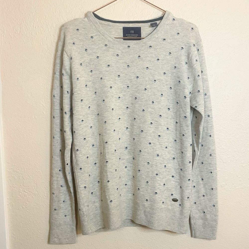 Scotch & Soda Lambswool Sweater Grey Minimalist Cozy Euro Style Size M